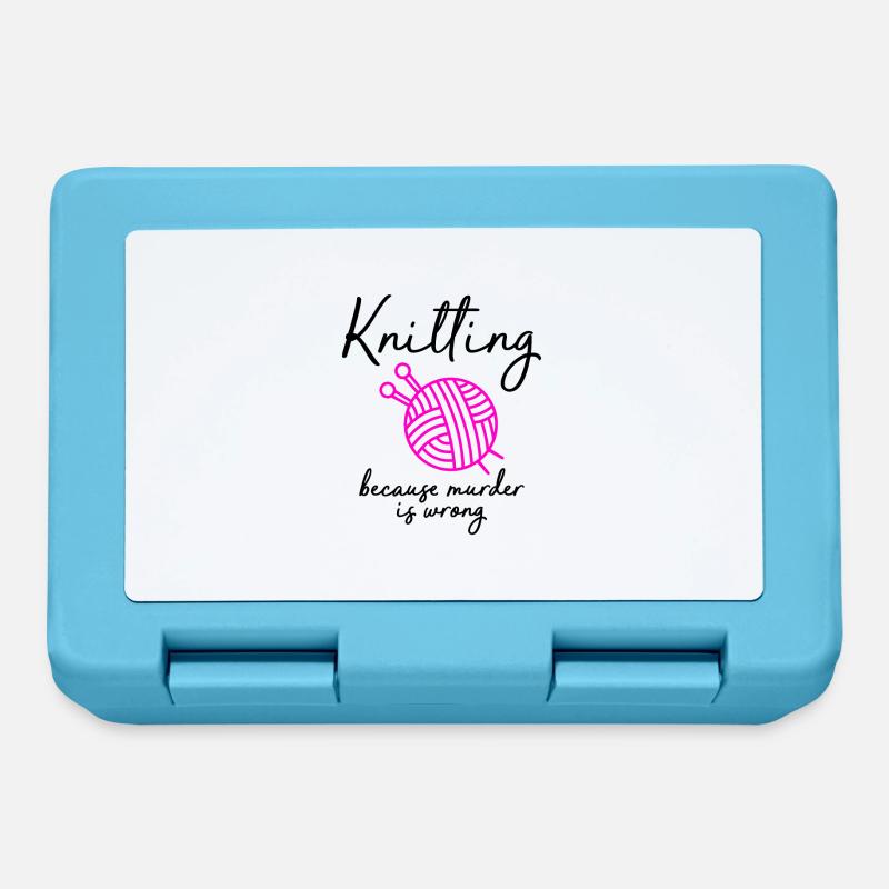 knitting because murder is wrong - Brotdose - Saphirblau