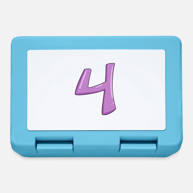 Chiffre numéro 4 - Boîte à goûter - bleu saphir