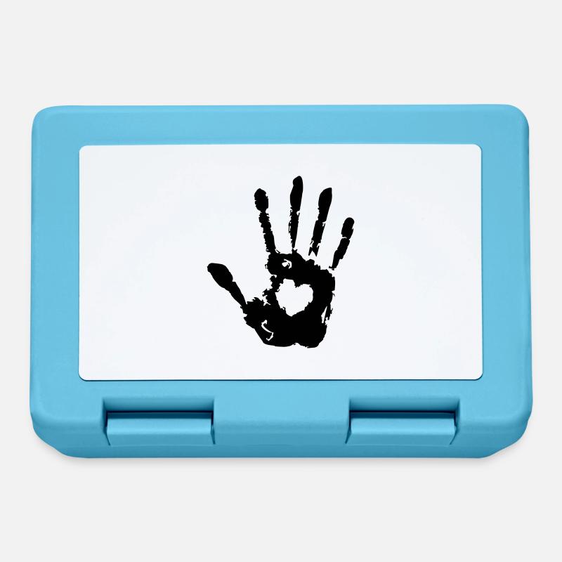 Stop main droite avec empreinte cardiaque print - Boîte à goûter - bleu saphir