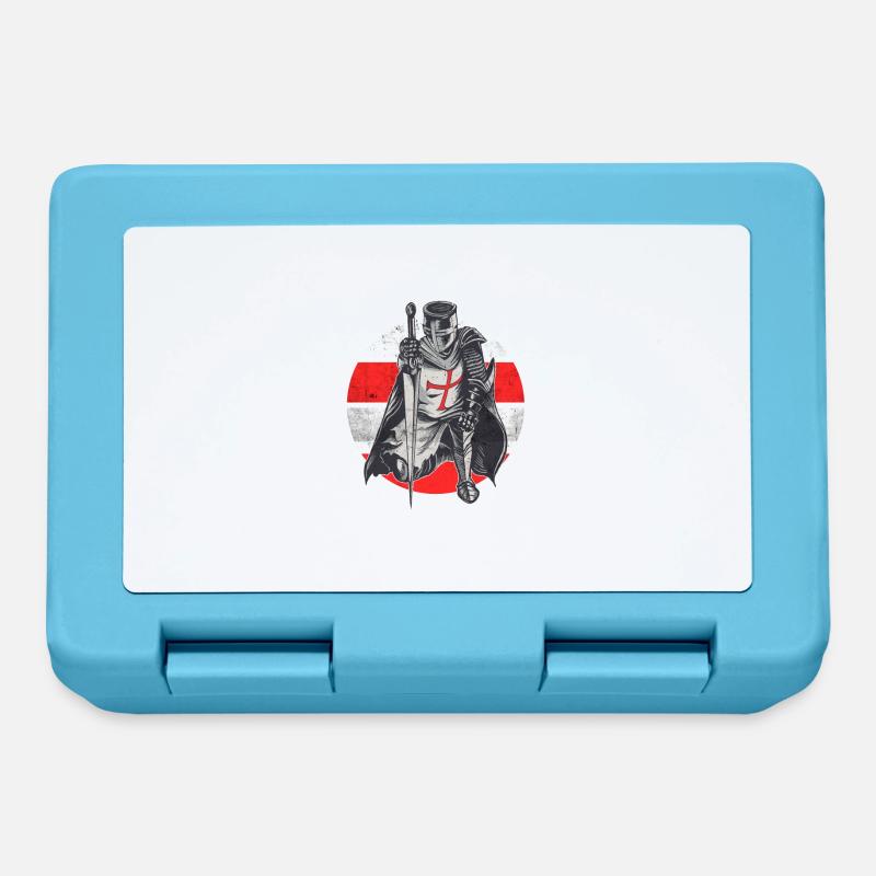 Knight Red White Templer order medieval armor - Lunchbox - sapphire blue