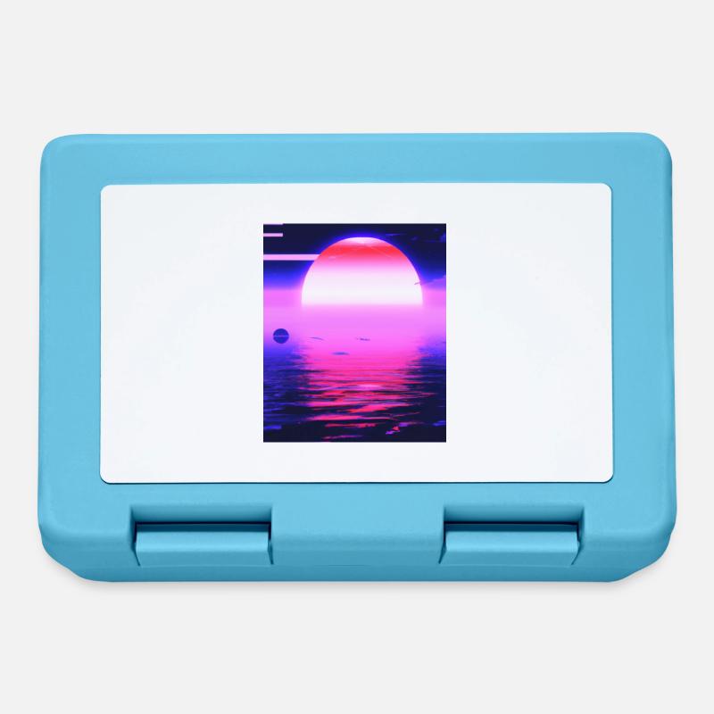 Vaporwave Sun Synthwave Sunset - Brotdose - Saphirblau