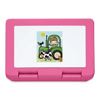 Green Tractor Birthday Farm Animals - Lunchbox - pink - Front