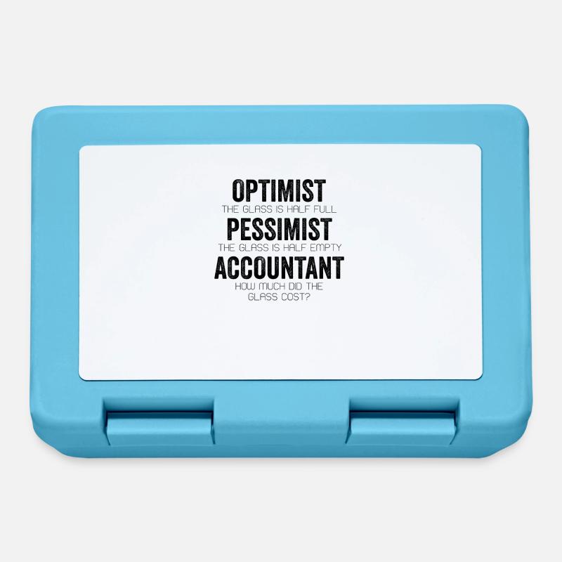 Optimiste Pessimiste Comptable Glass Jeu de mots comptable - Boîte à goûter - bleu saphir