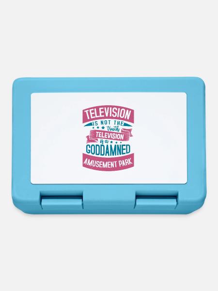 FERNSEHEN IST NICHT DIE WAHRHEIT FERNSEHEN GOTTVERDAMMT - Brotdose - Saphirblau