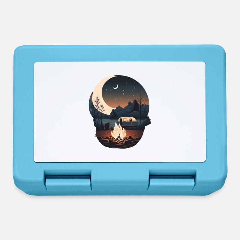 Camping by campfire and moonlight - Lunchbox - sapphire blue