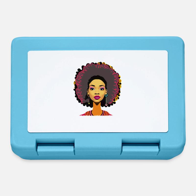 Dame à l’afro - Boîte à goûter - bleu saphir