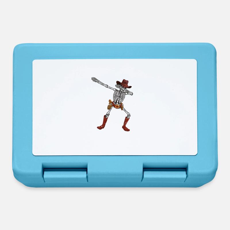 Dabbing Skeleton Cowboy Hat Drôle Halloween Dab - Boîte à goûter - bleu saphir