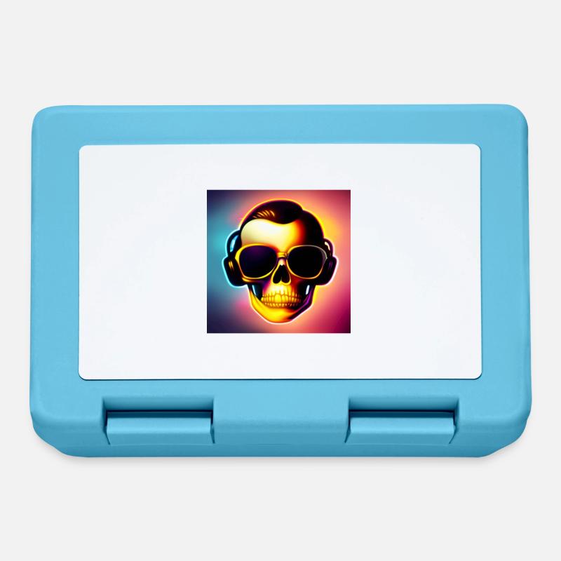 Crâne avec lunettes de soleil & écouteurs - cool-rockig - Boîte à goûter - bleu saphir