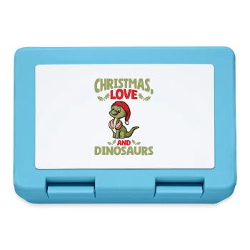 Dino Boy Kids Christmas Love Dinosaur - Lunchbox - sapphire blue - Front