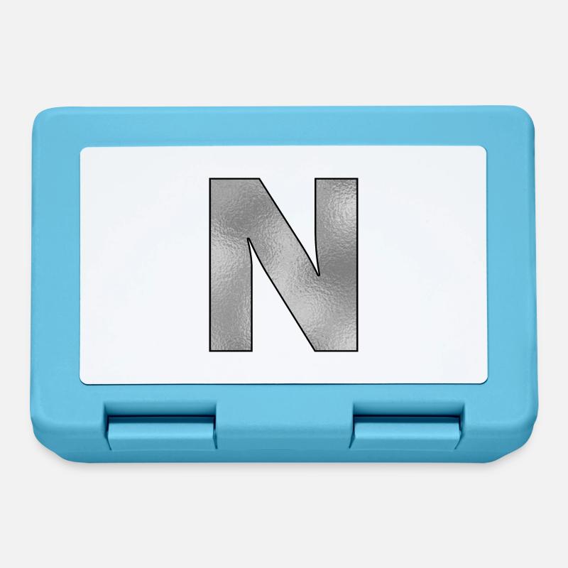 Buchstabe N Silber - Brotdose - Saphirblau