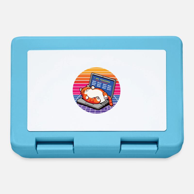 I are programmer, fat sleeping cat - Lunchbox - sapphire blue