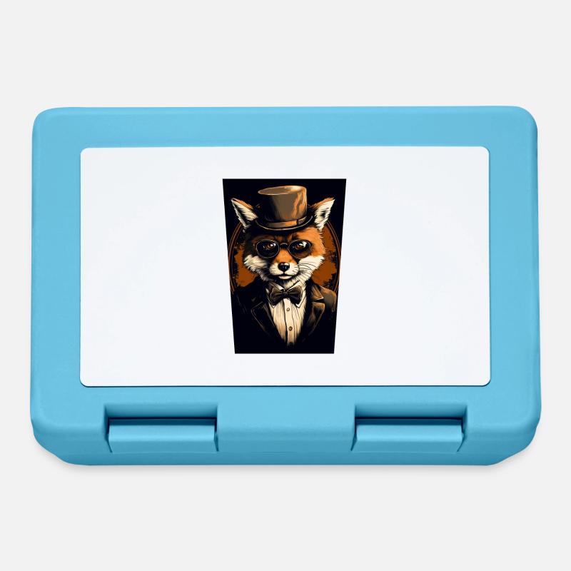 Fuchs mit Hut und Brille - Brotdose - Saphirblau