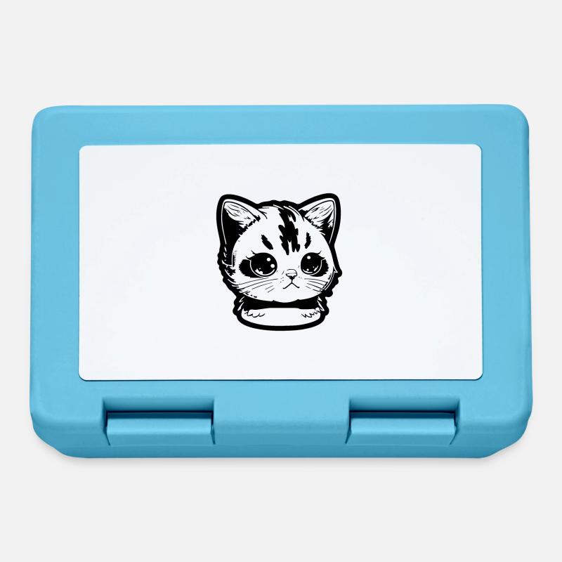 Katze black - Brotdose - Saphirblau