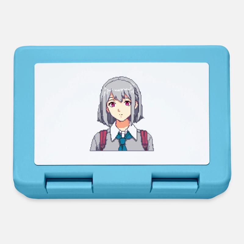 Pixel Schulmädchen Charm - Brotdose - Saphirblau