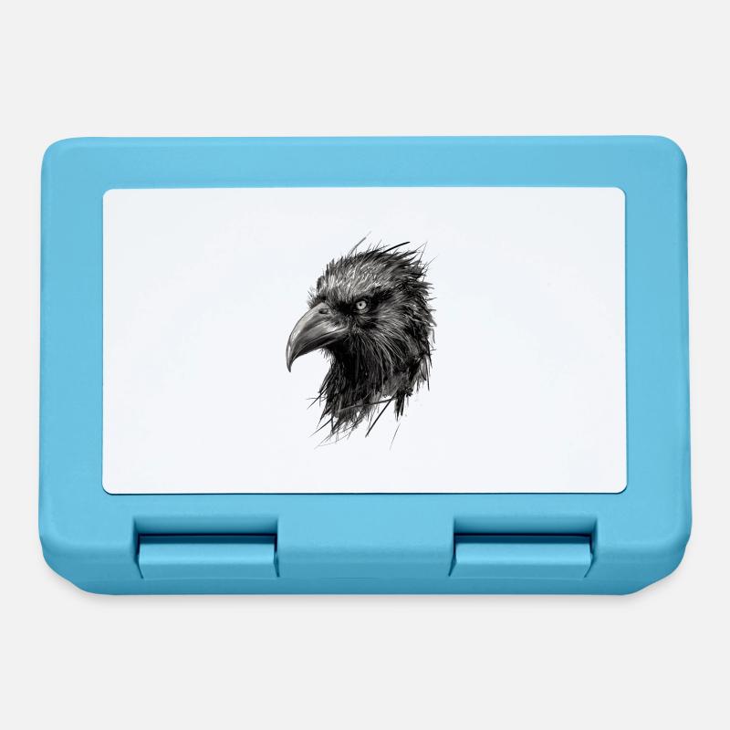 corbeau dessin illustration abstraite - Boîte à goûter - bleu saphir