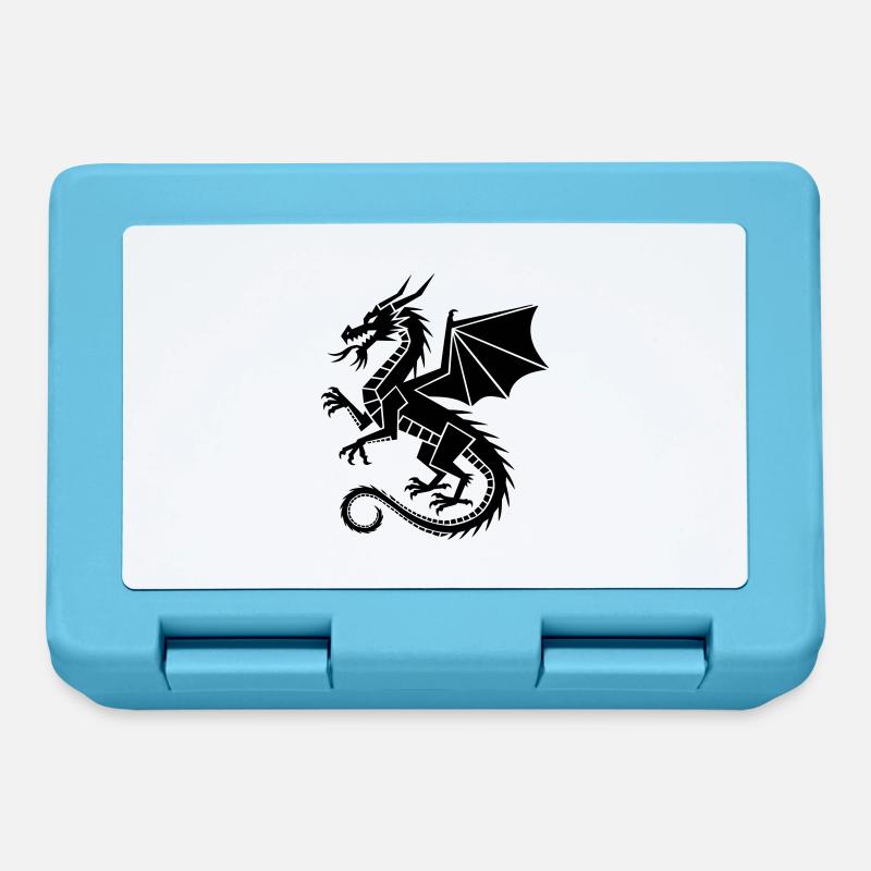 Geometric dragon – black silhouette - Lunchbox - sapphire blue