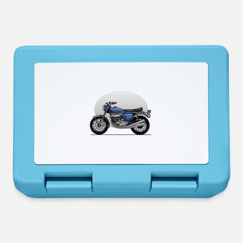 Oldtimer-Motorrad - Brotdose - Saphirblau