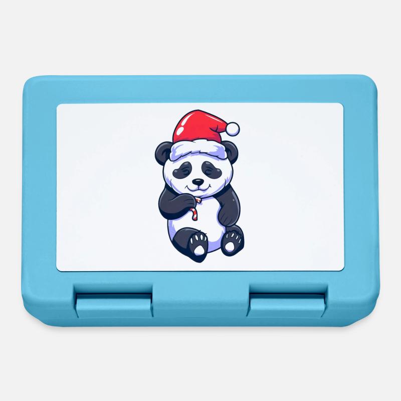 Panda mignon avec chapeau de père Noël - Boîte à goûter - bleu saphir