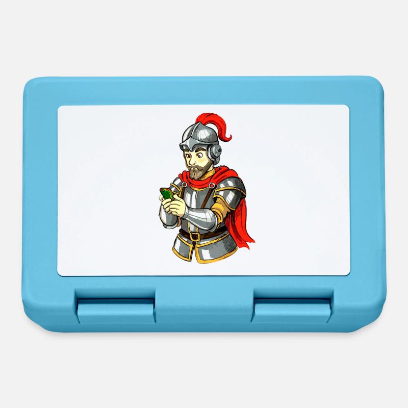 Chevalier avec smartphone - Boîte à goûter - bleu saphir