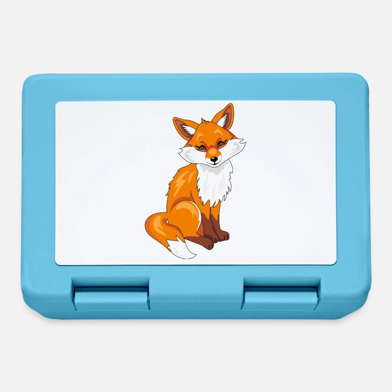 Sitting cute shy fox - Lunchbox - sapphire blue
