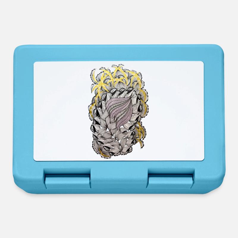 Tourbillon de feuilles avec anneau doré - Boîte à goûter - bleu saphir