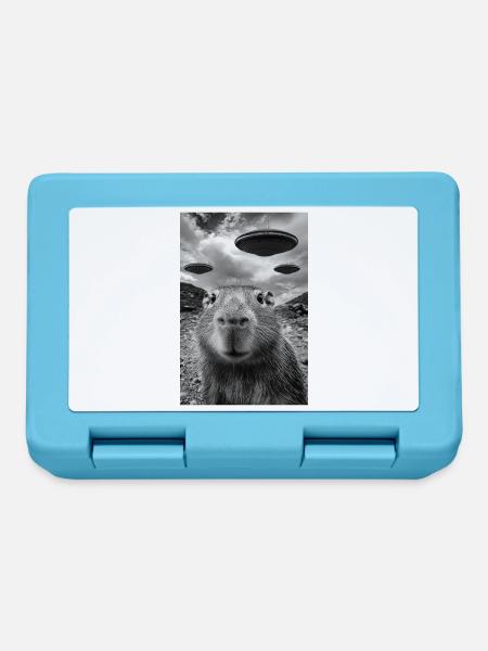 Lustiges Capybara Selfie UFOs Alien - Brotdose - Saphirblau
