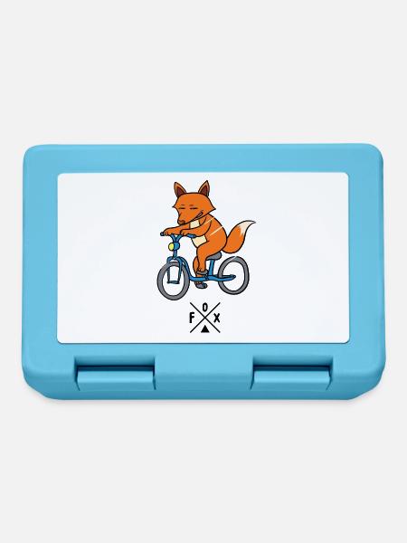 Fuchs Auf Fahrrad Fox Füchse Geschenk - Brotdose - Saphirblau