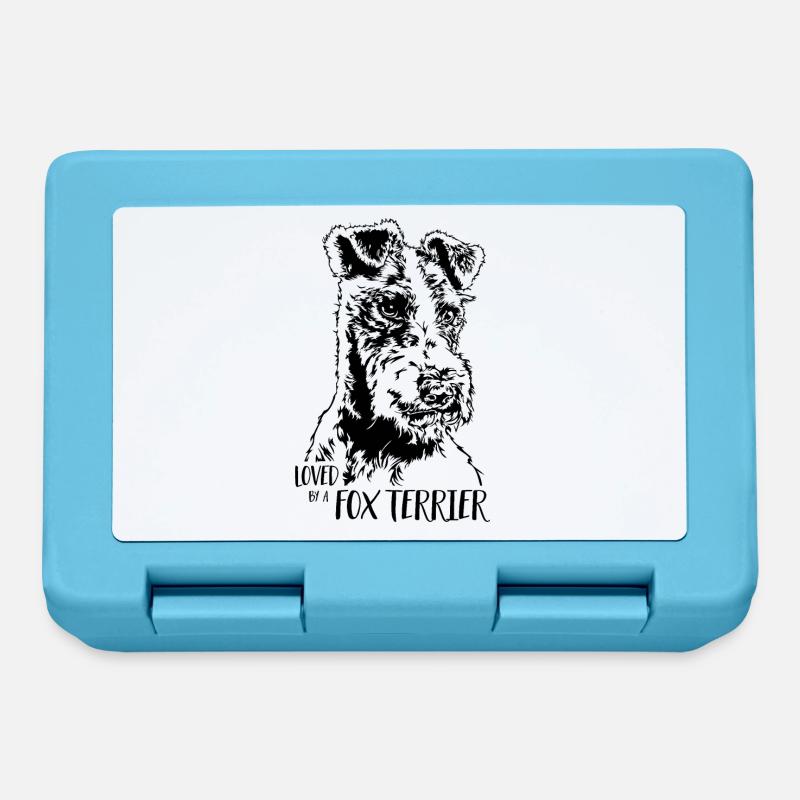 Aimé par un chien Fox Terrier disant Wilsigns - Boîte à goûter - bleu saphir