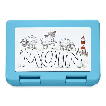 Moin Schafe Leuchtturm Nordsee Küstenhumor - Brotdose - Saphirblau - Vorne