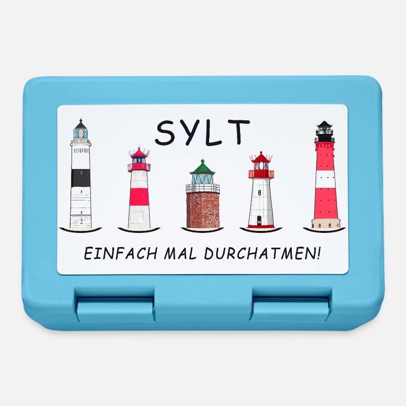 Sylt, Einfach mal Durchatmen, Sylter Leuchttürme - Brotdose - Saphirblau