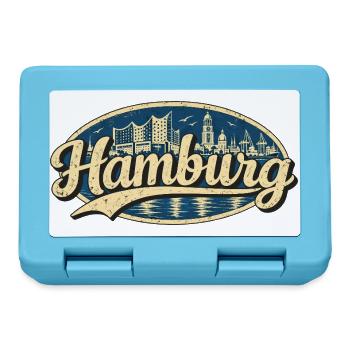 Hamburg Vintage Stadtmotiv - Brotdose - Saphirblau - Vorne