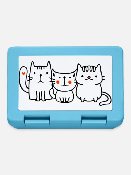 Katzen, Freunde - Brotdose - Saphirblau