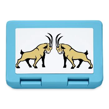 Steinbock Beige Doppelbull Symmetrie - Brotdose - Saphirblau - Vorne