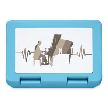 Pianist am Flügel mit Herzschlag - Brotdose - Saphirblau - Vorne