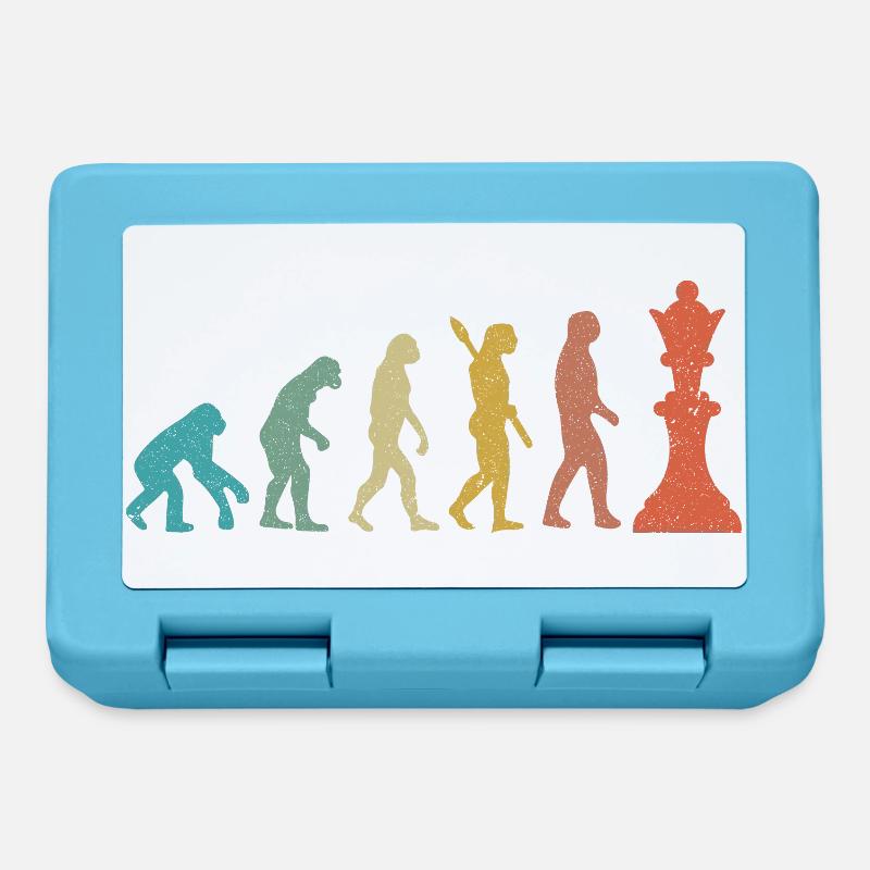 Évolution de l’Homme vers le Roi Échecs Humour - Boîte à goûter - bleu saphir