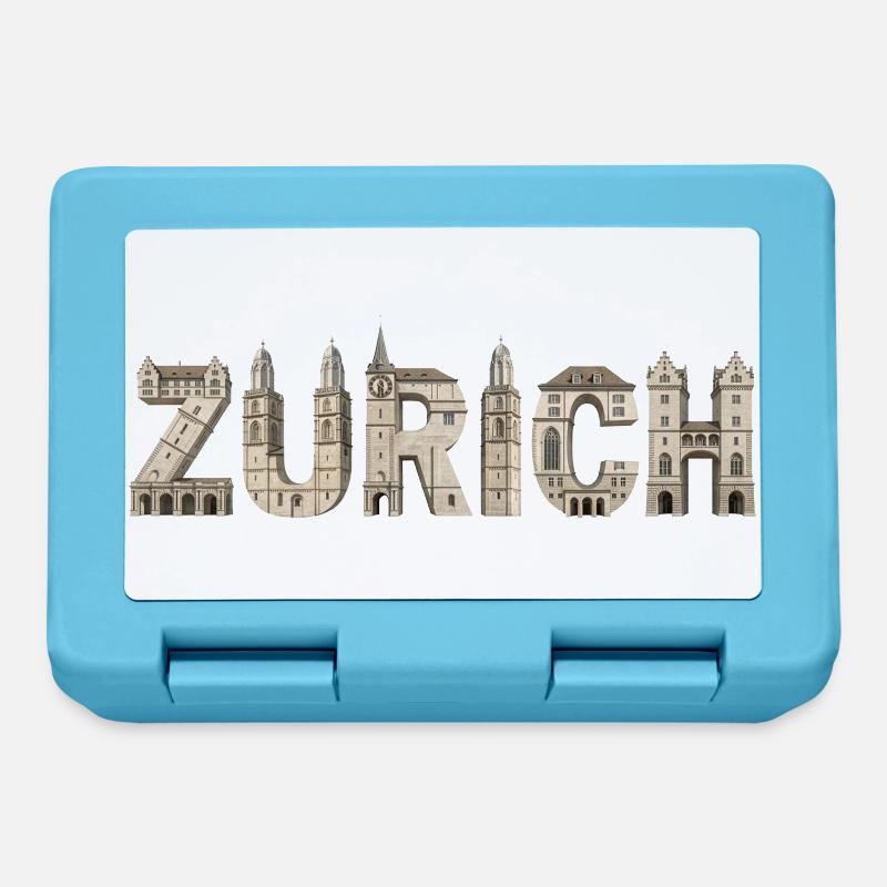 Typographie de l’architecture de Zurich - Boîte à goûter - bleu saphir