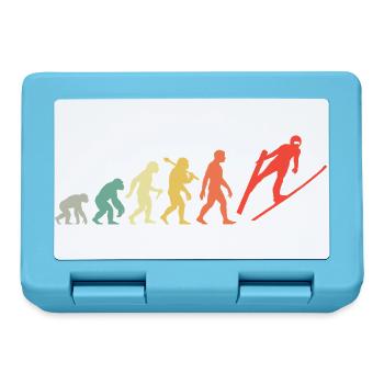 Retro Skispringen Evolution Skispringer Im Flug - Brotdose - Saphirblau - Vorne