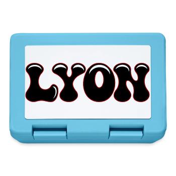 Lyon Retro Groovy Letterpress Bubbles Schwarz & Rot - Brotdose - Saphirblau - Vorne