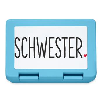 Schwester ❤️ – Liebevolles Textdesign - Brotdose - Saphirblau - Vorne
