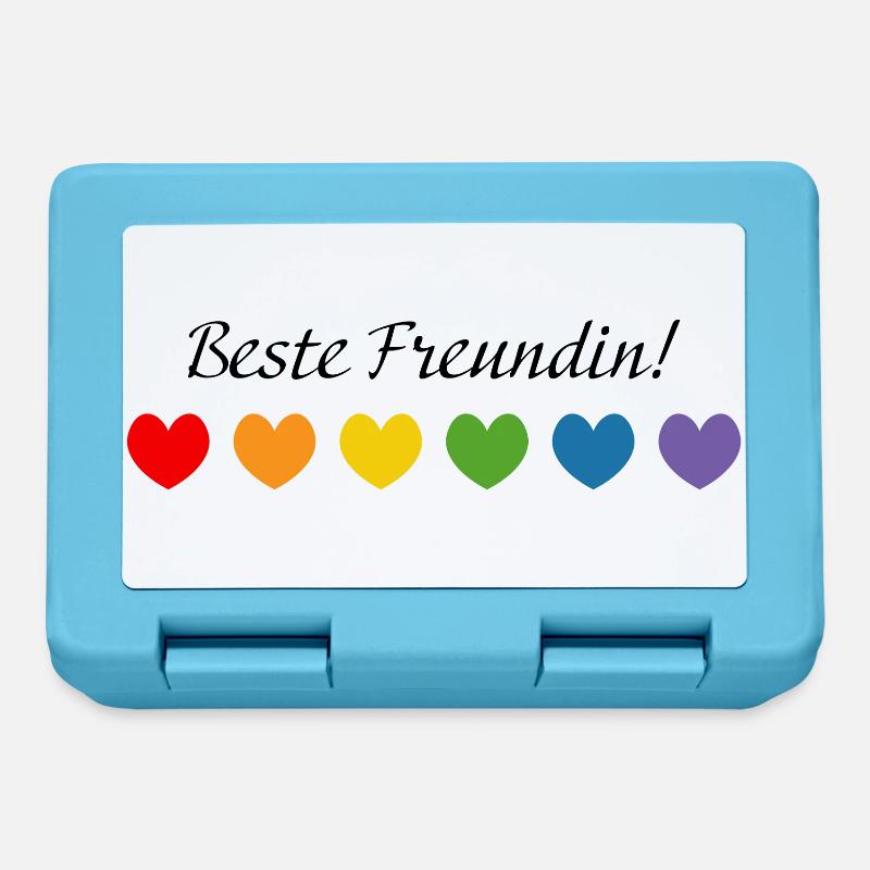 Regenbogenherzchen Beste Freundin - Brotdose - Saphirblau