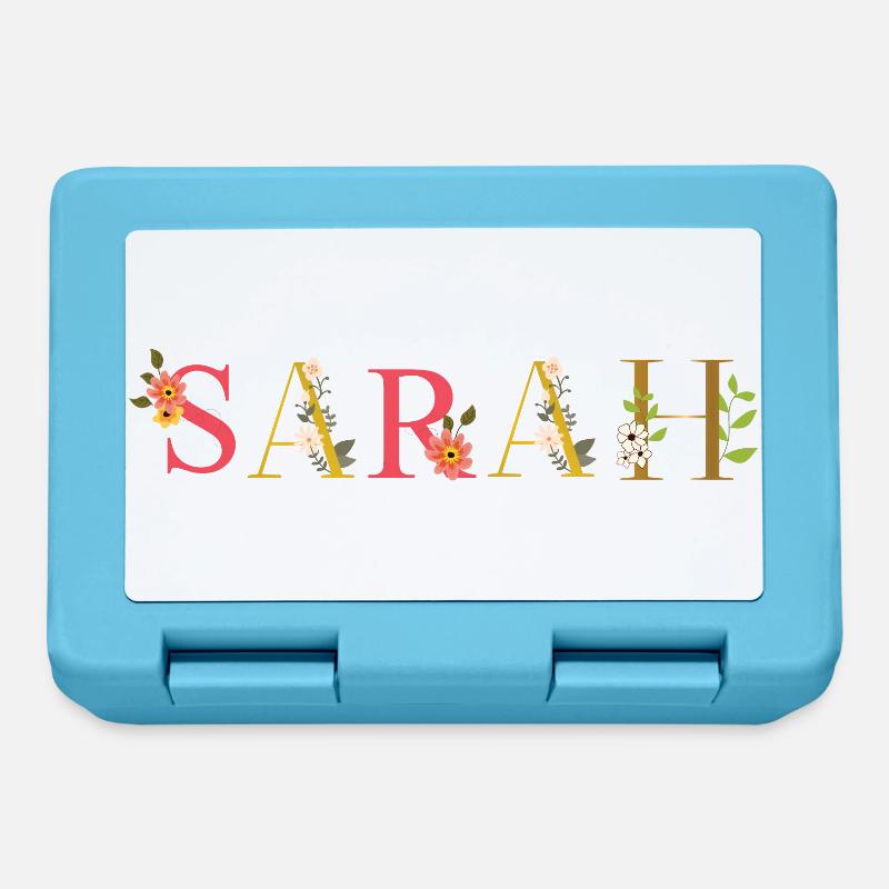 Le nom de SARAH décoré de fleurs - Boîte à goûter - bleu saphir