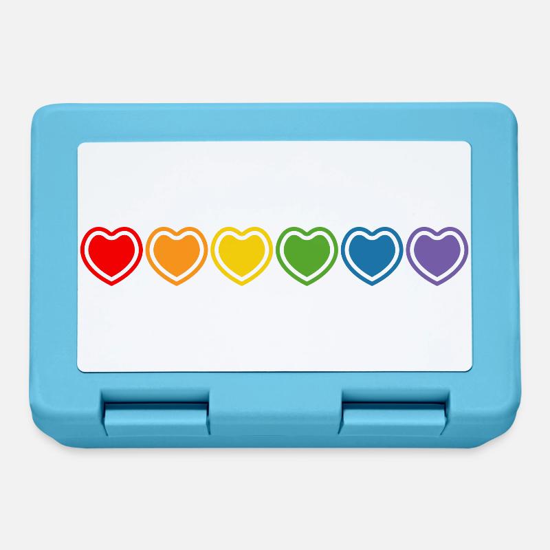 LGBT Regenbogenherzchen - Brotdose - Saphirblau