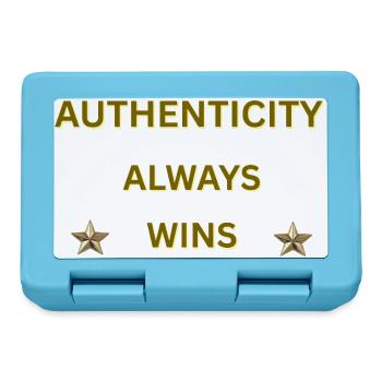 L’AUTHENTICITÉ GAGNE TOUJOURS – Citation motivationnelle en or - Boîte à goûter - bleu saphir - Devant