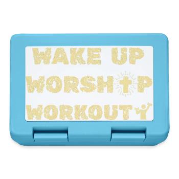 Weck auf, Gottesdienst-Workout, Motivation im christlichen Fitnessstudio - Brotdose - Saphirblau - Vorne