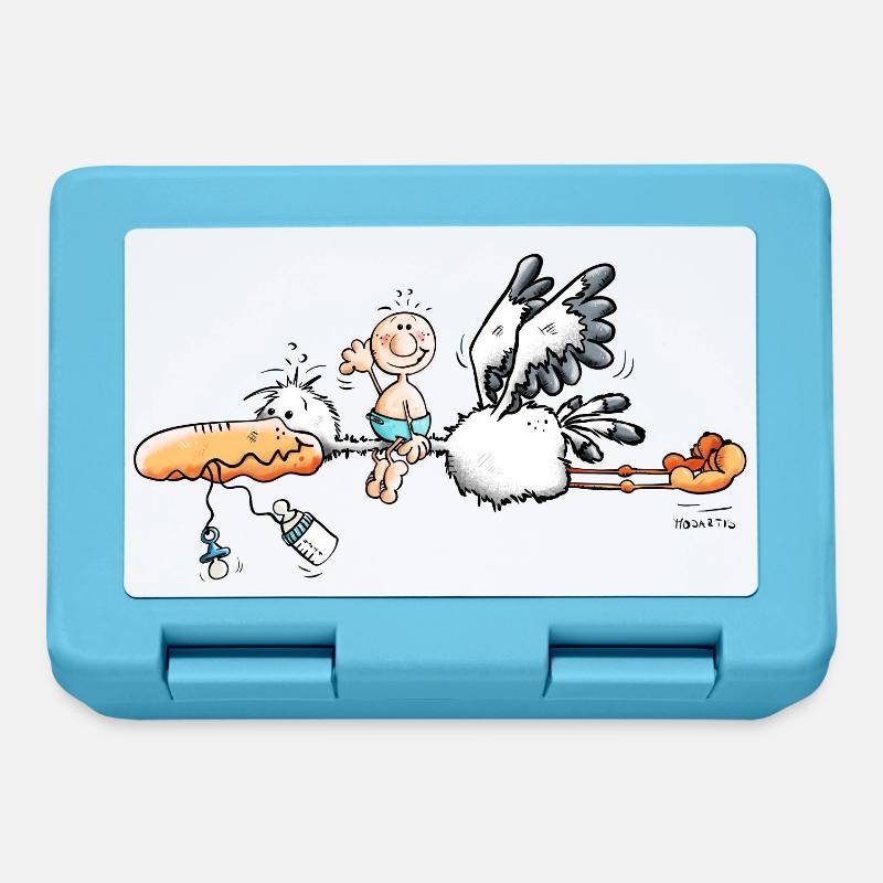 Cigogne apporte bébé - Boîte à goûter - bleu saphir