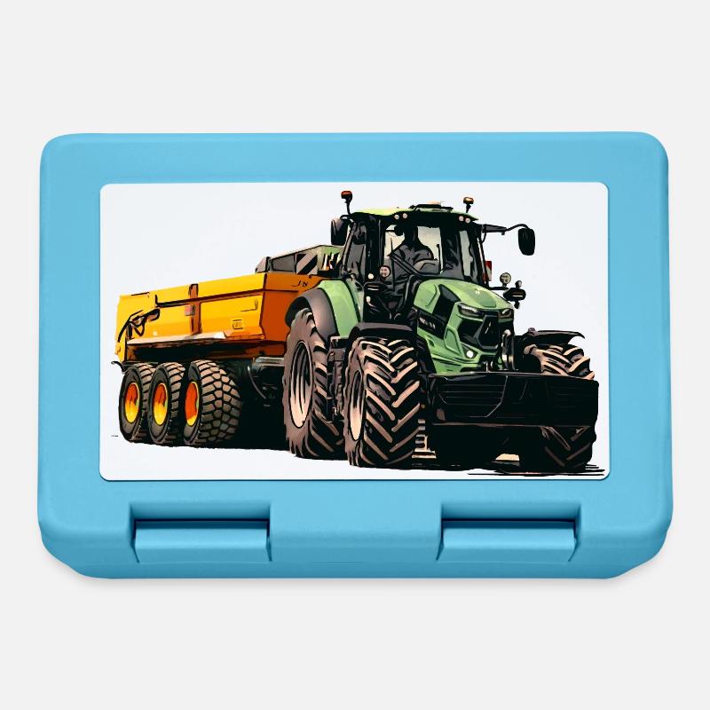 Tracteur avec remorque à benne basculante - Boîte à goûter - bleu saphir