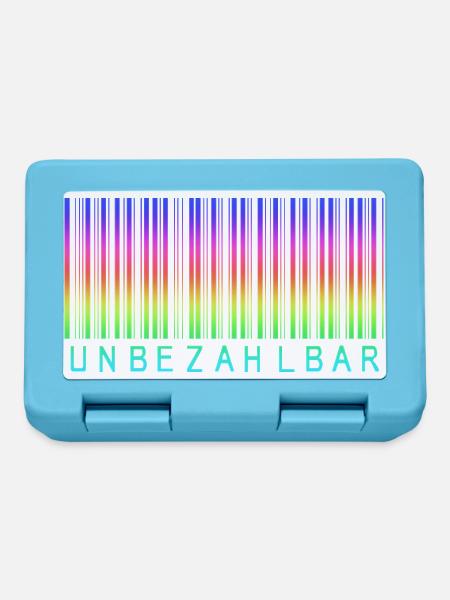 Barcode Regenbogen "UNBEZAHLBAR" - Brotdose - Saphirblau