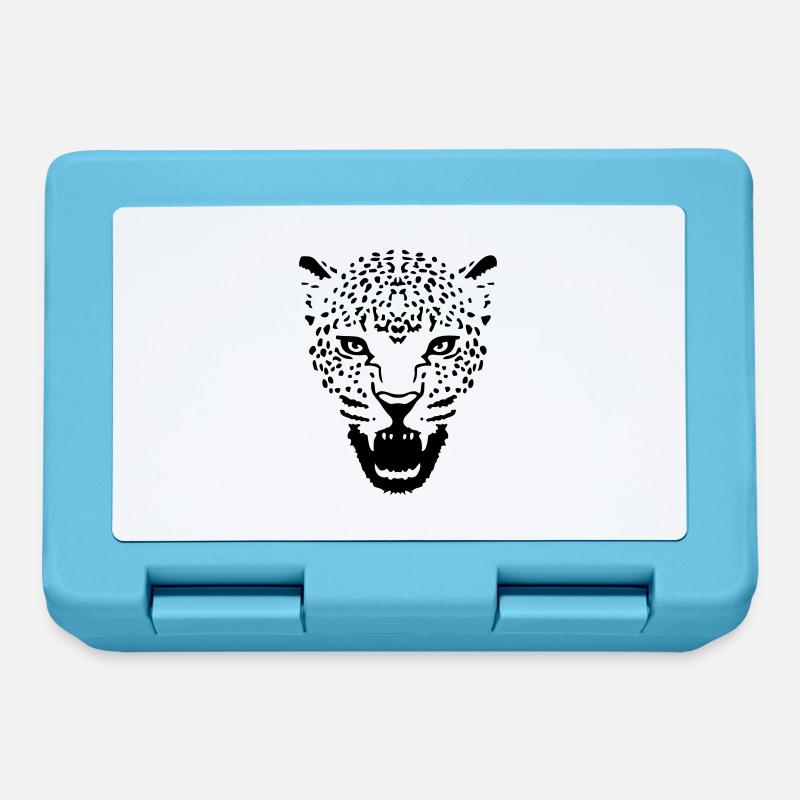 tête de chat félin léopard panthère cougar - Boîte à goûter - bleu saphir