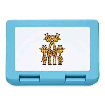 Cute giraffe family 2 children mom dad giraffe - Lunchbox - sapphire blue - Front