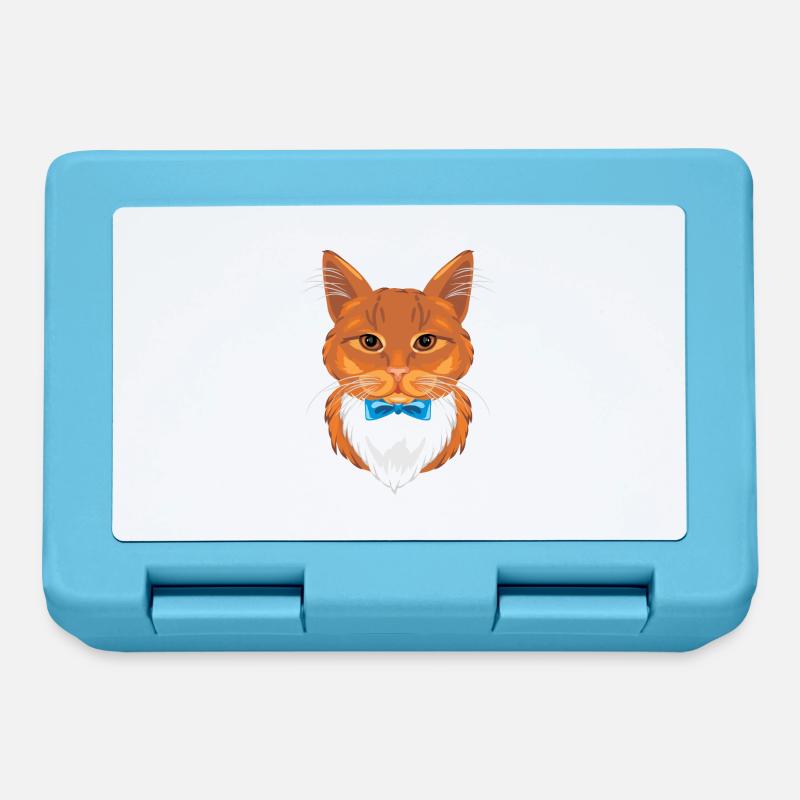 Portrait d’un drôle de chat gingembre avec un nœud papillon - Boîte à goûter - bleu saphir